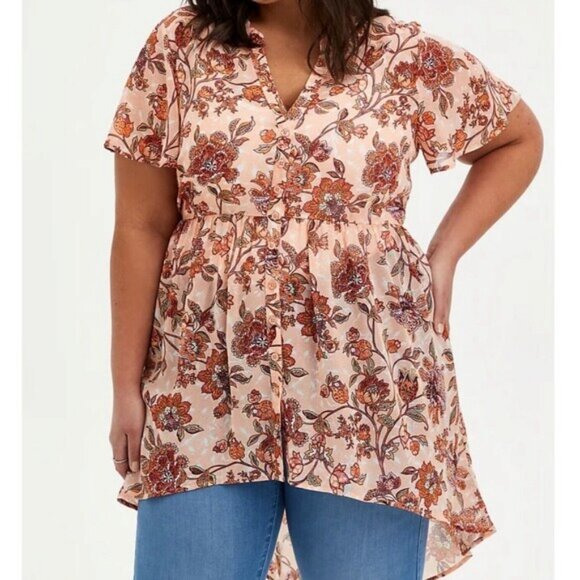 torrid Tops - Torrid Lexie Blouse Babydoll Chiffon Blouse Size 2